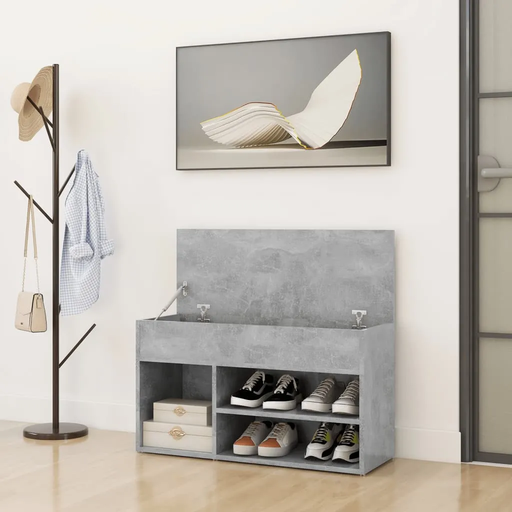 Shoe Bench Concrete Grey 80x30x45 cm Chipboard