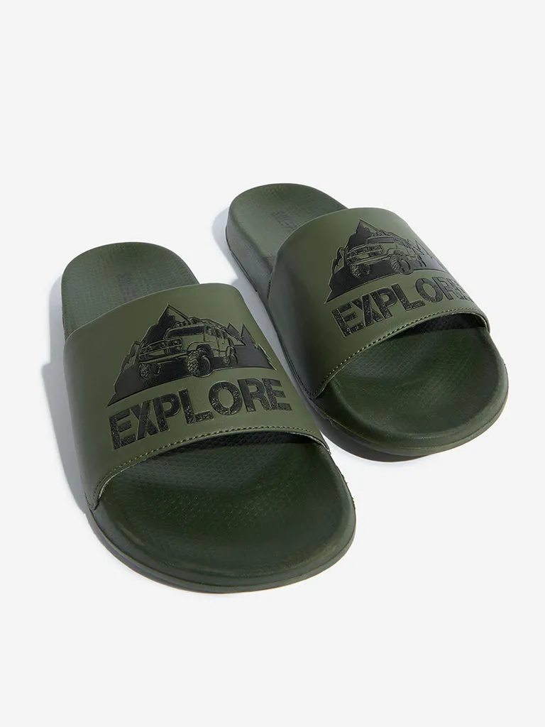 SOLEPLAY Olive Printed Slides