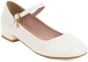 Women Elegant Mary Jane Pumps Square Toe Low Block Heels for Office College