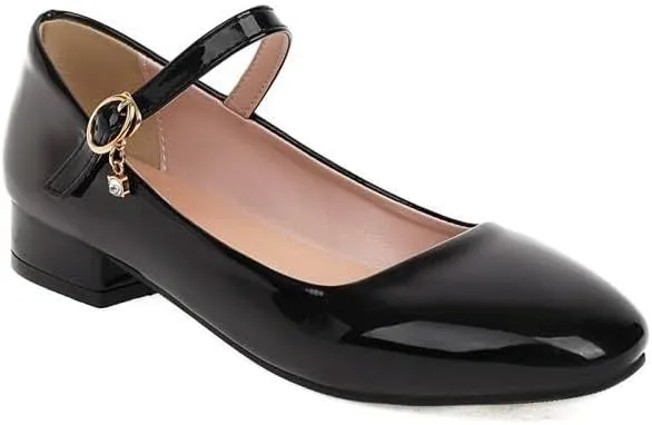 Women Elegant Mary Jane Pumps Square Toe Low Block Heels for Office College