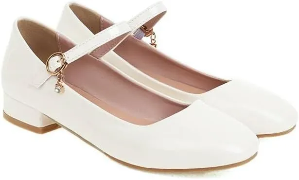 Women Elegant Mary Jane Pumps Square Toe Low Block Heels for Office College