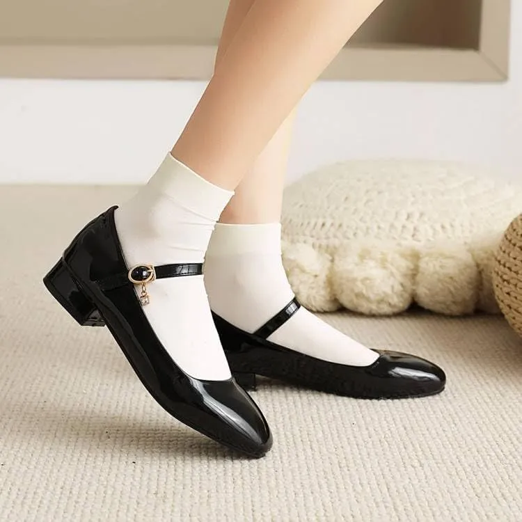 Women Elegant Mary Jane Pumps Square Toe Low Block Heels for Office College