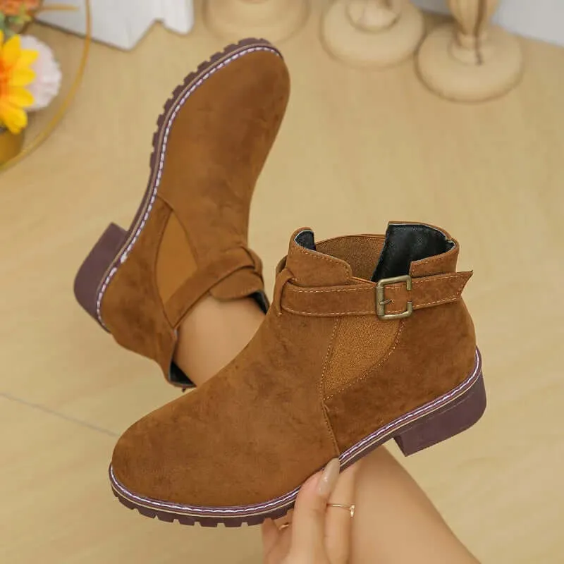 Women's Casual Outdoor Boots with Buckle Detail