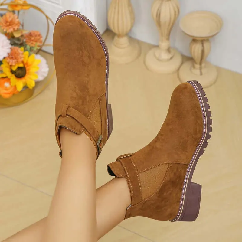 Women's Casual Outdoor Boots with Buckle Detail