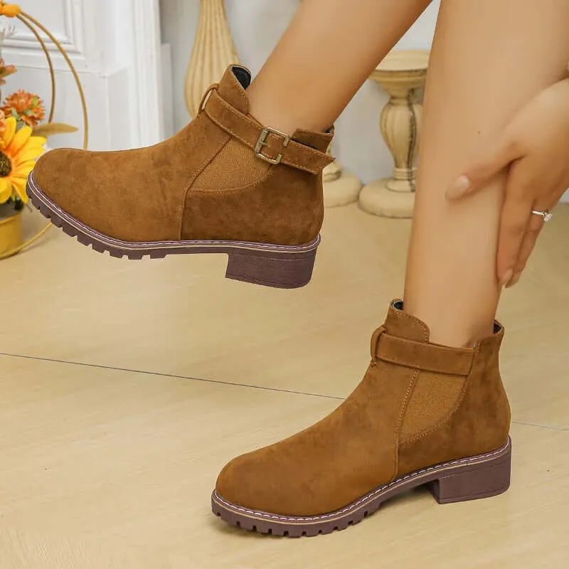 Women's Casual Outdoor Boots with Buckle Detail