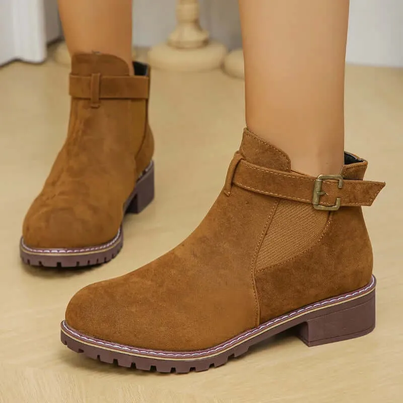 Women's Casual Outdoor Boots with Buckle Detail