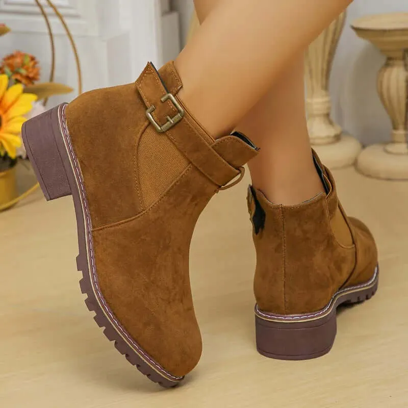 Women's Casual Outdoor Boots with Buckle Detail