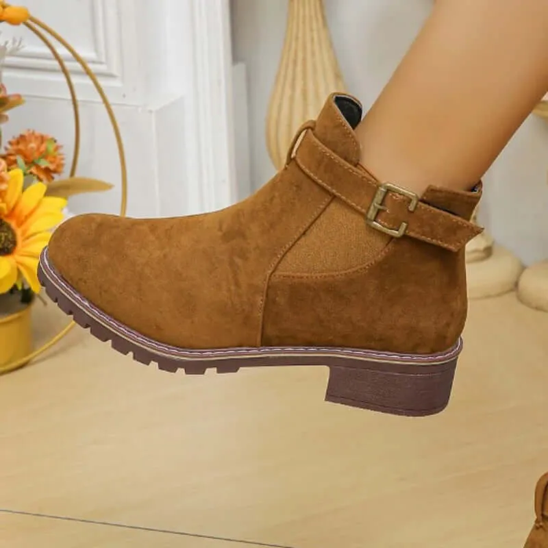 Women's Casual Outdoor Boots with Buckle Detail