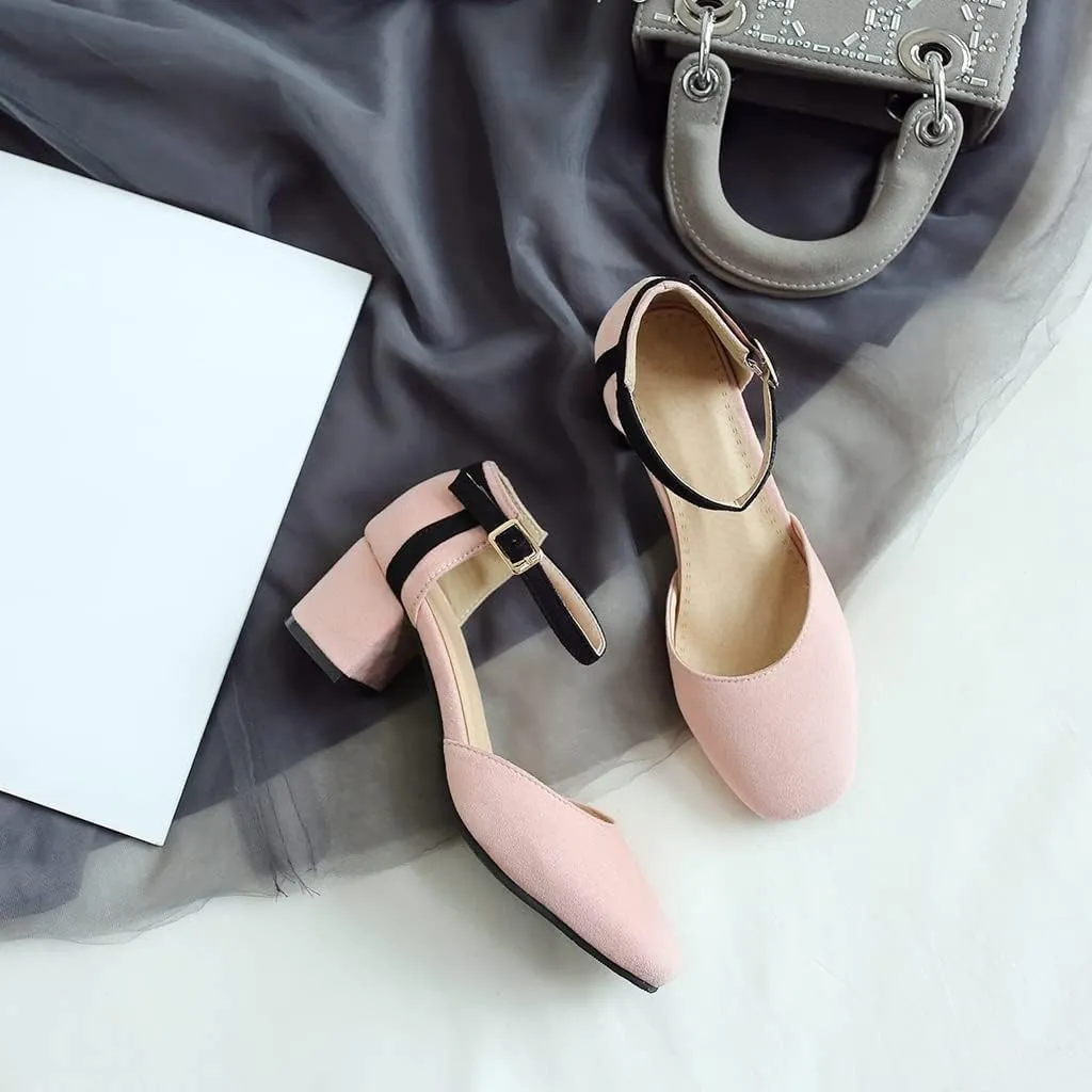 Women's Square Toe D'Orsay Pumps Comfort Ankle Strap Block Low Heel Dress Sandals Party Office Shoes