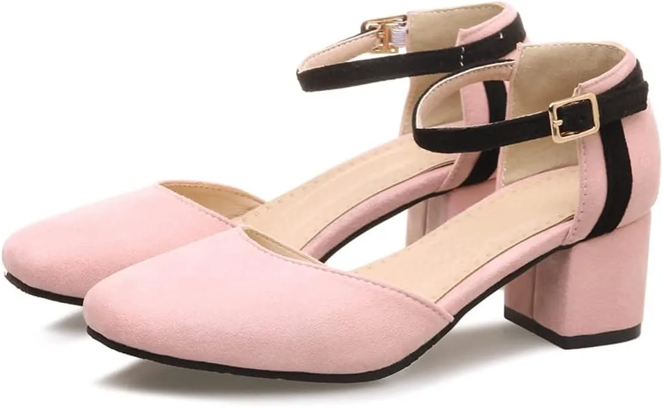 Women's Square Toe D'Orsay Pumps Comfort Ankle Strap Block Low Heel Dress Sandals Party Office Shoes