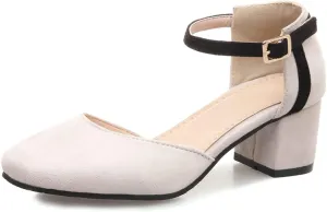 Women's Square Toe D'Orsay Pumps Comfort Ankle Strap Block Low Heel Dress Sandals Party Office Shoes