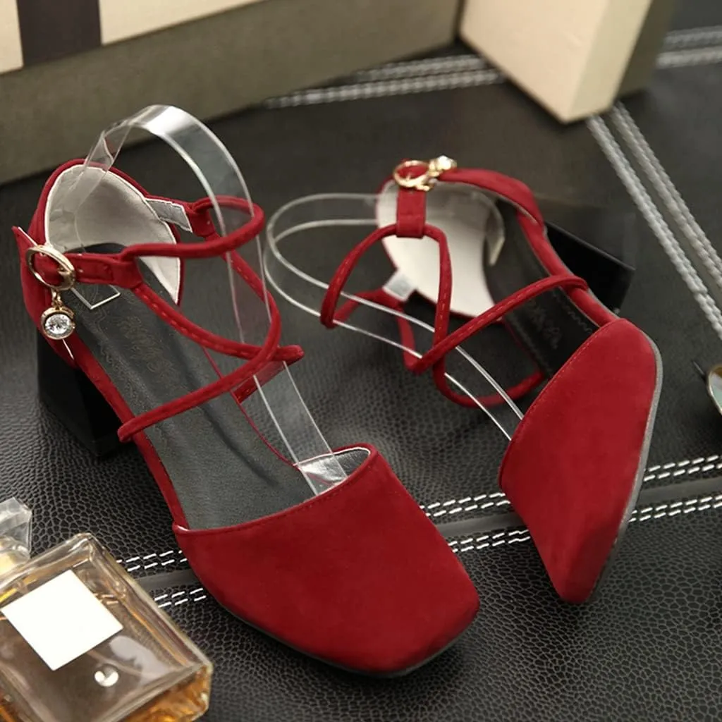 Women's Square Toe D'Orsay Pumps Comfort Ankle Strap Block Low Heel Dress Sandals Party Office Shoes