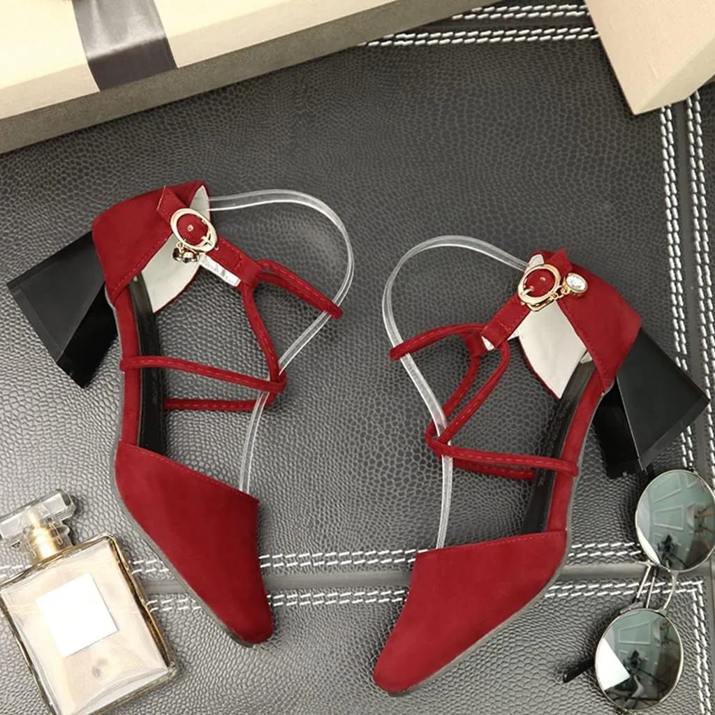 Women's Square Toe D'Orsay Pumps Comfort Ankle Strap Block Low Heel Dress Sandals Party Office Shoes