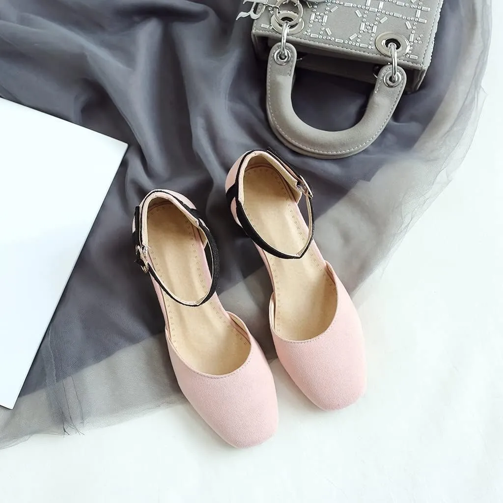 Women's Square Toe D'Orsay Pumps Comfort Ankle Strap Block Low Heel Dress Sandals Party Office Shoes