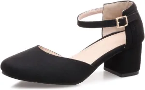 Women's Square Toe D'Orsay Pumps Comfort Ankle Strap Block Low Heel Dress Sandals Party Office Shoes