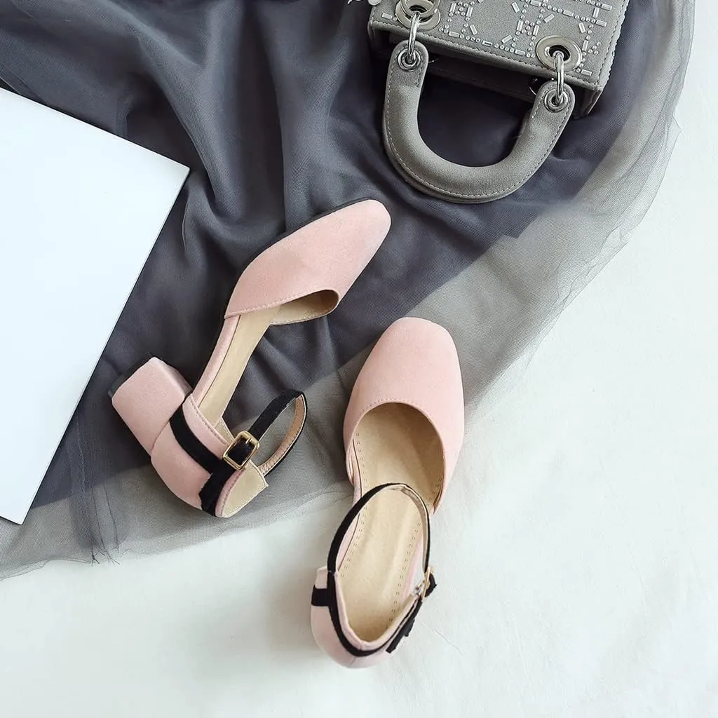 Women's Square Toe D'Orsay Pumps Comfort Ankle Strap Block Low Heel Dress Sandals Party Office Shoes