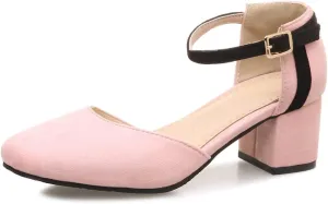 Women's Square Toe D'Orsay Pumps Comfort Ankle Strap Block Low Heel Dress Sandals Party Office Shoes