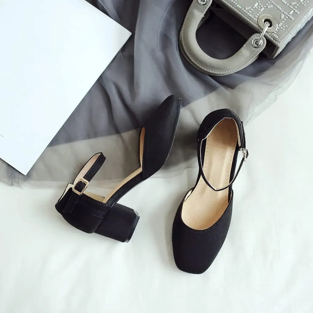 Women's Square Toe D'Orsay Pumps Comfort Ankle Strap Block Low Heel Dress Sandals Party Office Shoes