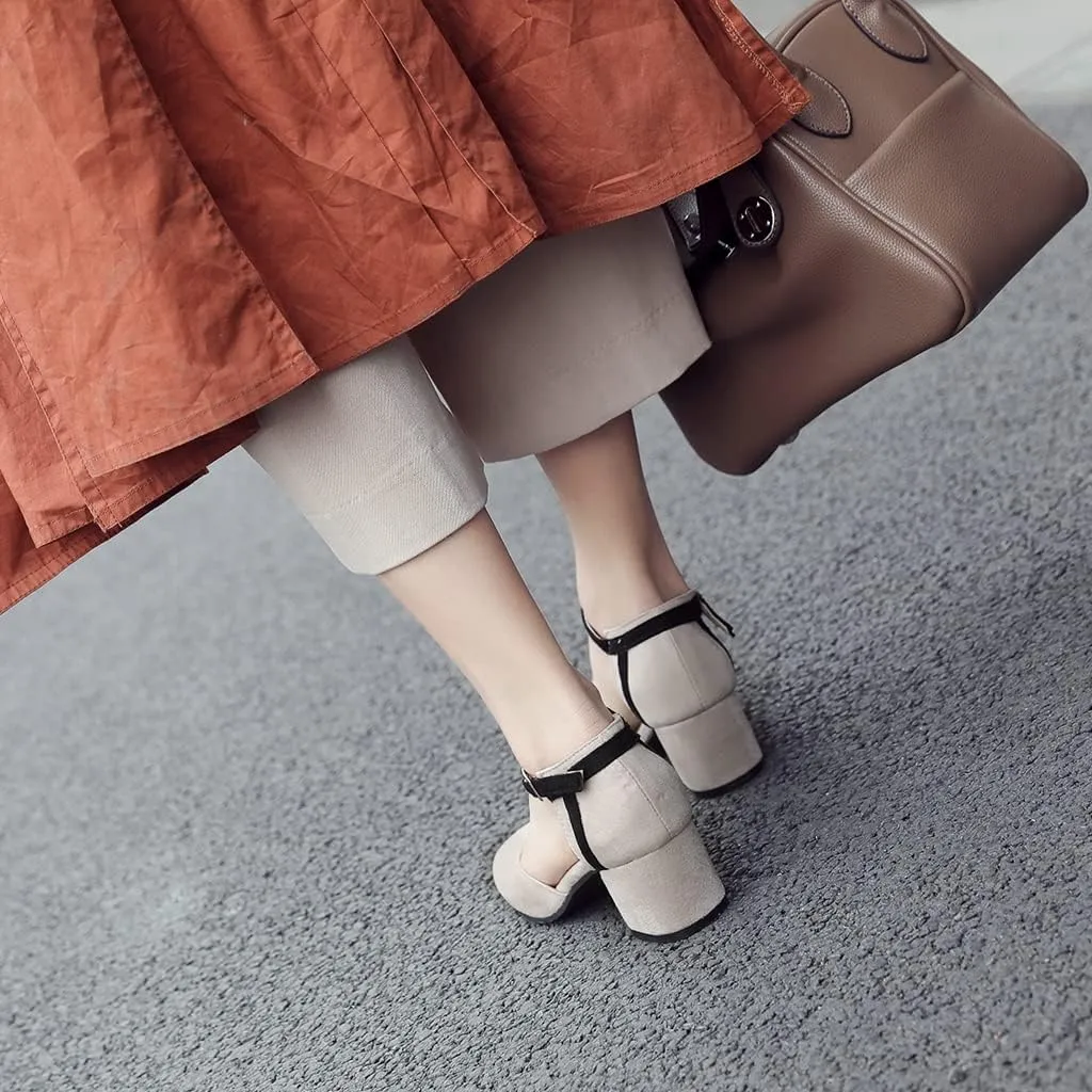 Women's Square Toe D'Orsay Pumps Comfort Ankle Strap Block Low Heel Dress Sandals Party Office Shoes