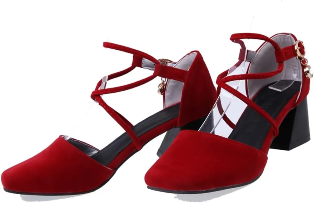 Women's Square Toe D'Orsay Pumps Comfort Ankle Strap Block Low Heel Dress Sandals Party Office Shoes