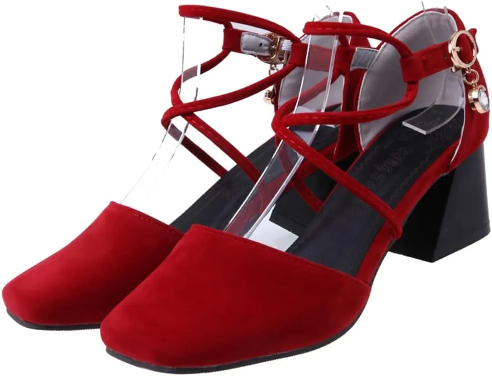 Women's Square Toe D'Orsay Pumps Comfort Ankle Strap Block Low Heel Dress Sandals Party Office Shoes