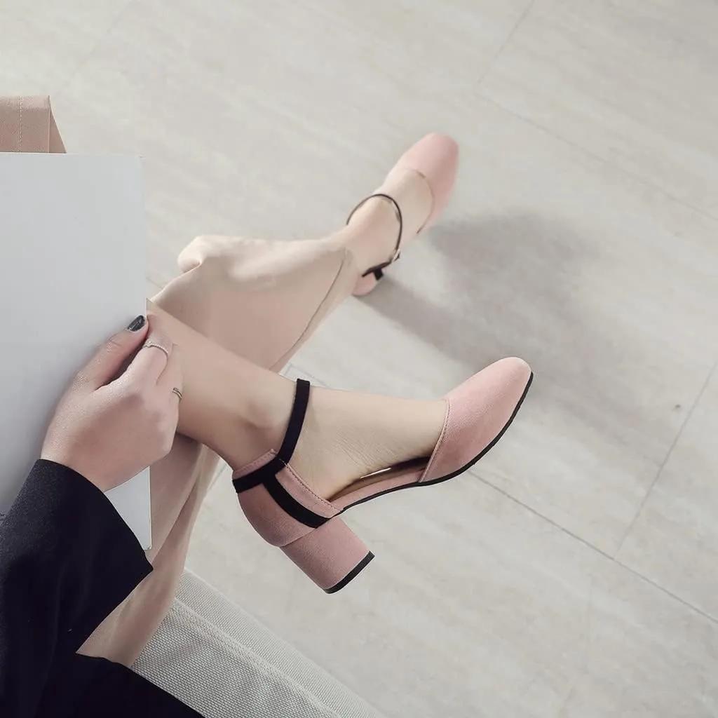 Women's Square Toe D'Orsay Pumps Comfort Ankle Strap Block Low Heel Dress Sandals Party Office Shoes