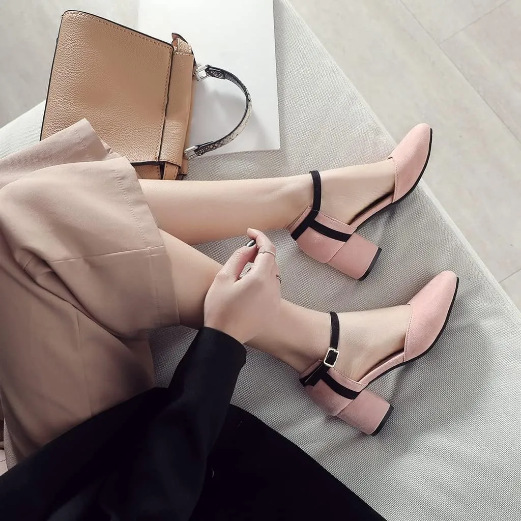 Women's Square Toe D'Orsay Pumps Comfort Ankle Strap Block Low Heel Dress Sandals Party Office Shoes
