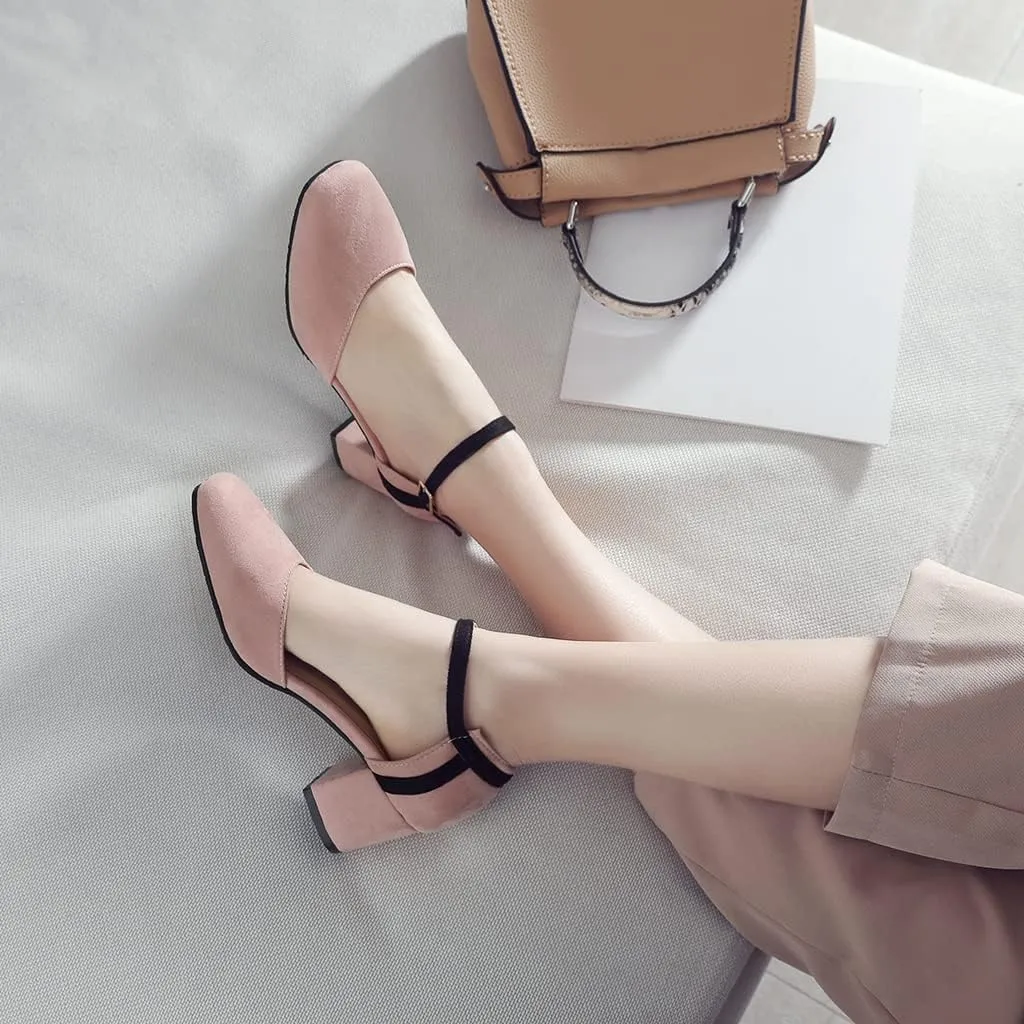 Women's Square Toe D'Orsay Pumps Comfort Ankle Strap Block Low Heel Dress Sandals Party Office Shoes