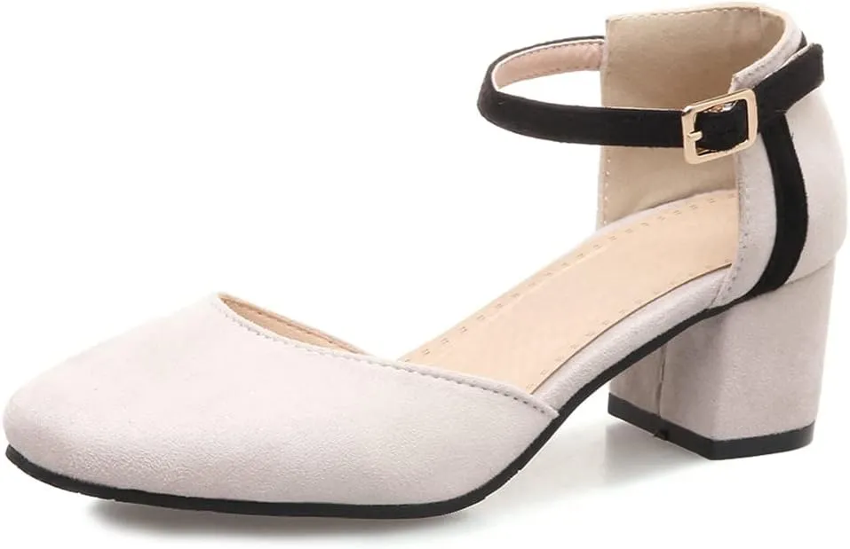 Women's Square Toe D'Orsay Pumps Comfort Ankle Strap Block Low Heel Dress Sandals Party Office Shoes