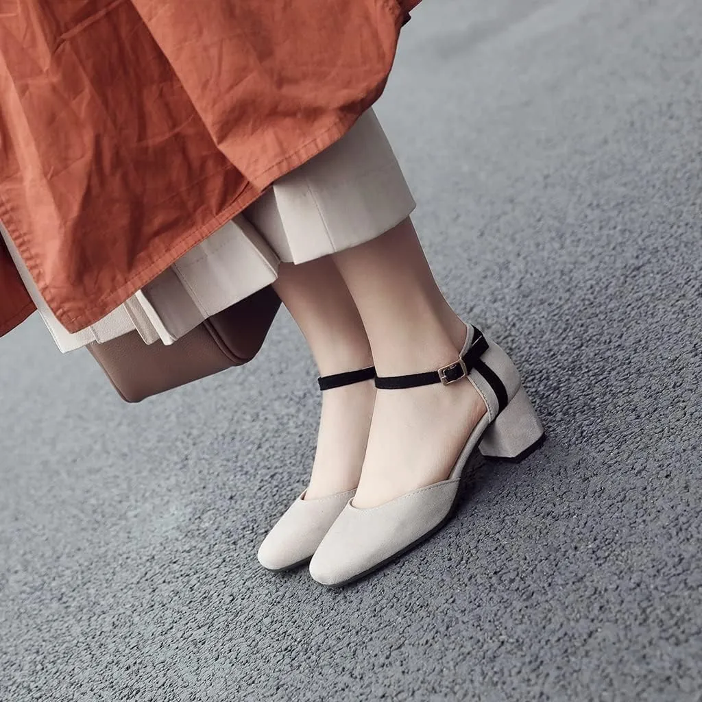 Women's Square Toe D'Orsay Pumps Comfort Ankle Strap Block Low Heel Dress Sandals Party Office Shoes