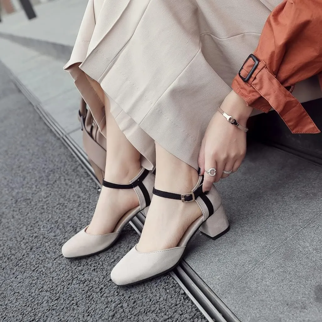 Women's Square Toe D'Orsay Pumps Comfort Ankle Strap Block Low Heel Dress Sandals Party Office Shoes