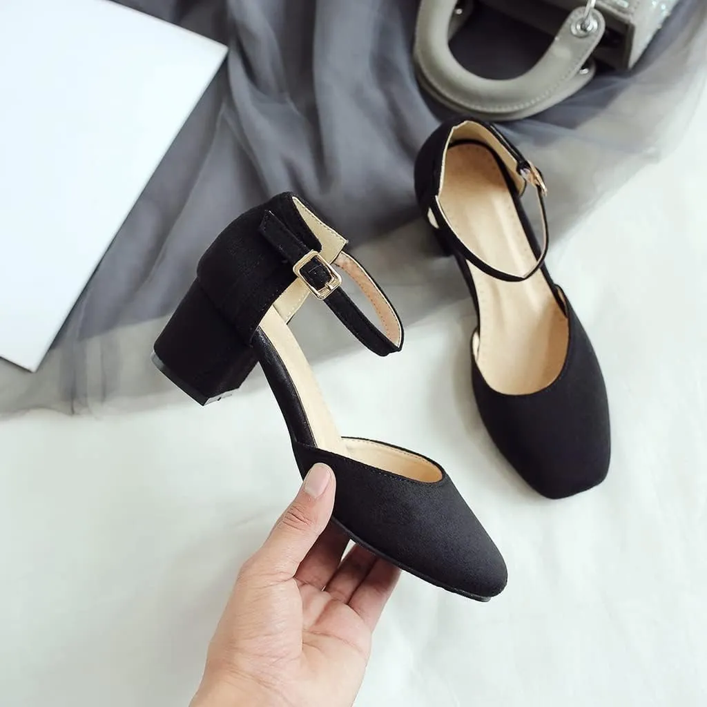 Women's Square Toe D'Orsay Pumps Comfort Ankle Strap Block Low Heel Dress Sandals Party Office Shoes