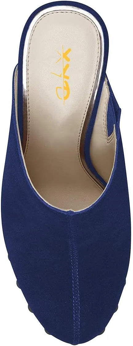 XYD Cork Platform Super High Heels Mules for Women Chunky Block Studded Closed Round Toe Slides Sandals Backless Fashion Dress Club Shoes