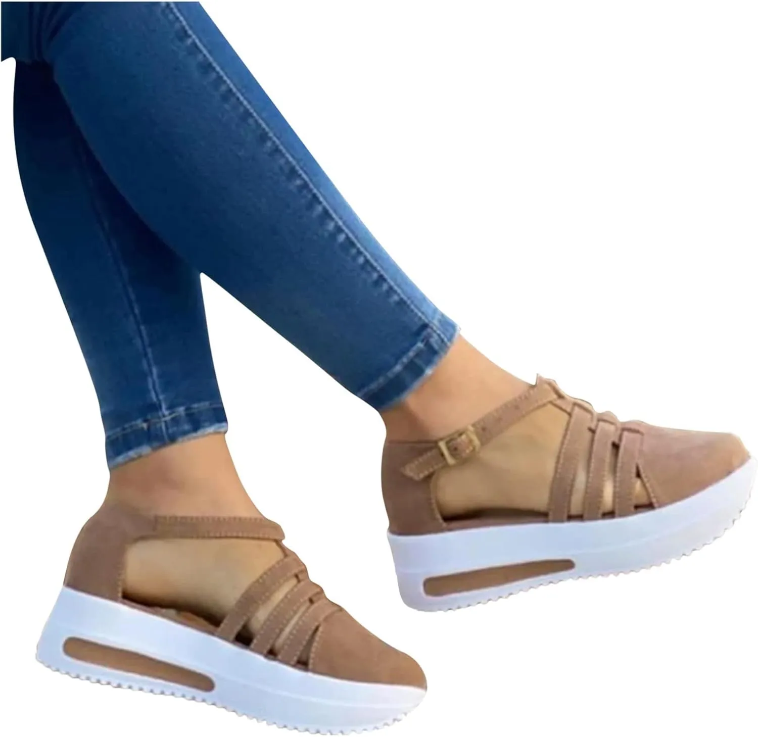 ZSpzx Platform Sandals for Women Dressy Summer 2025 Comfortable Wedge Heels Orthopedic Dotmalls Walking Shoes Foot Arch Support Casual Ankle Strap Buckle Slip On Loafers Low Top Sneakers for Travel